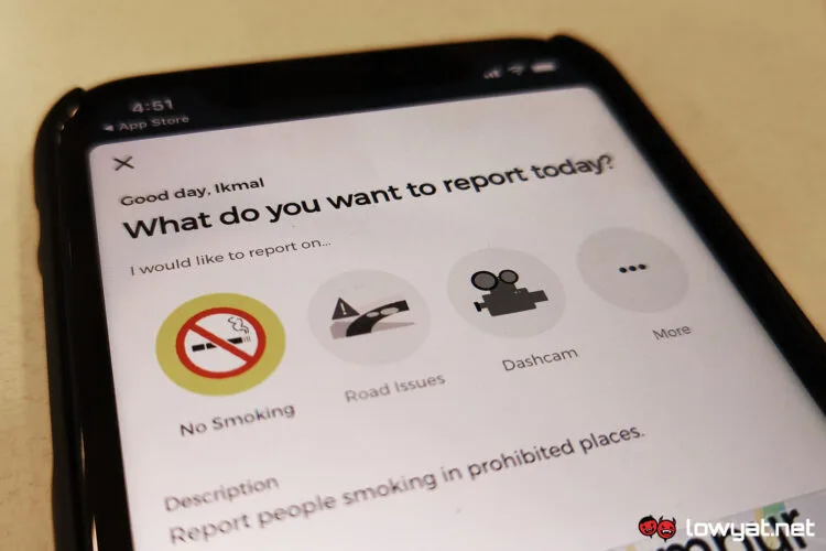 repotlah smoking cigarette report snitch