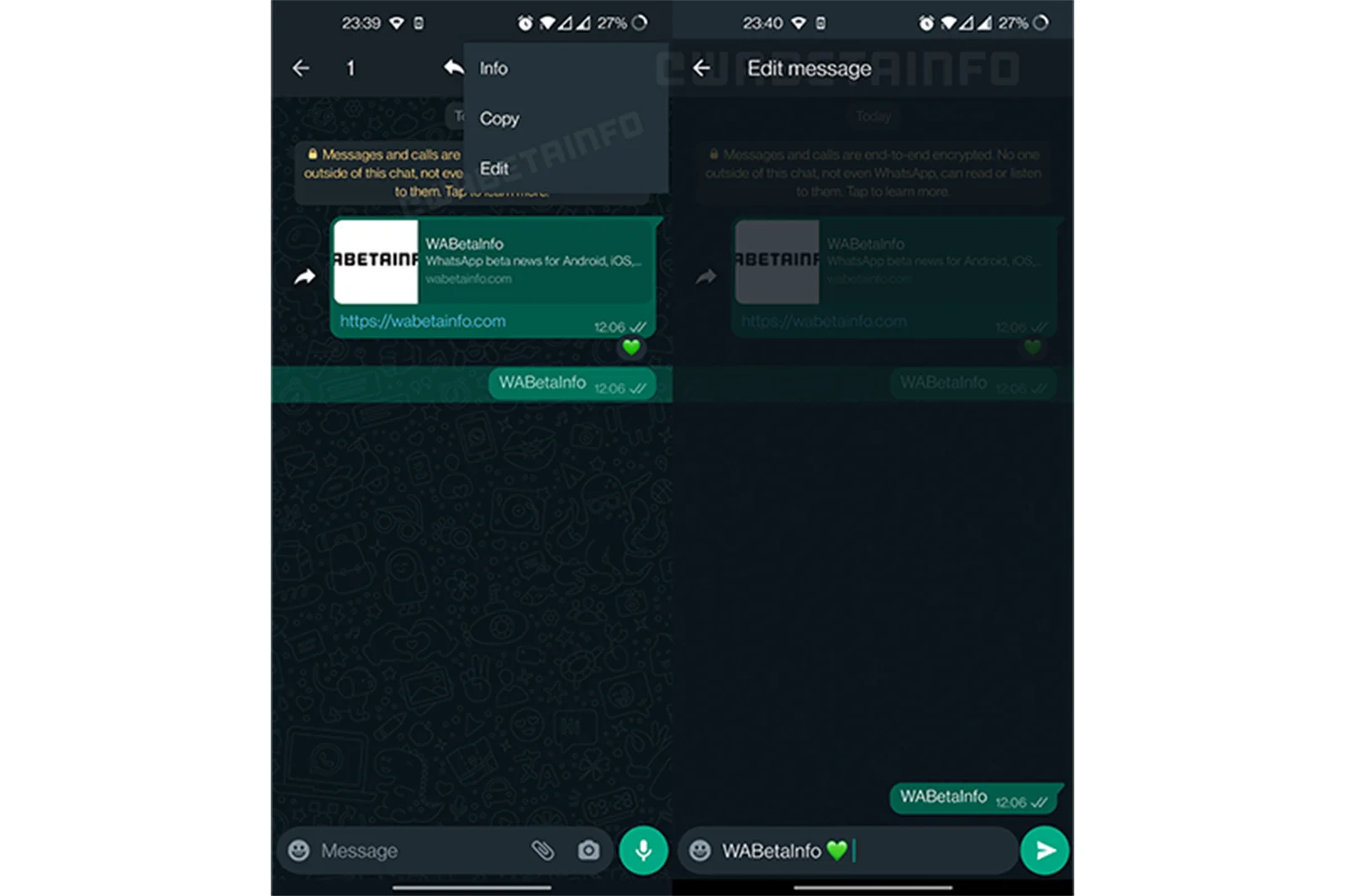 whatsapp edit messages