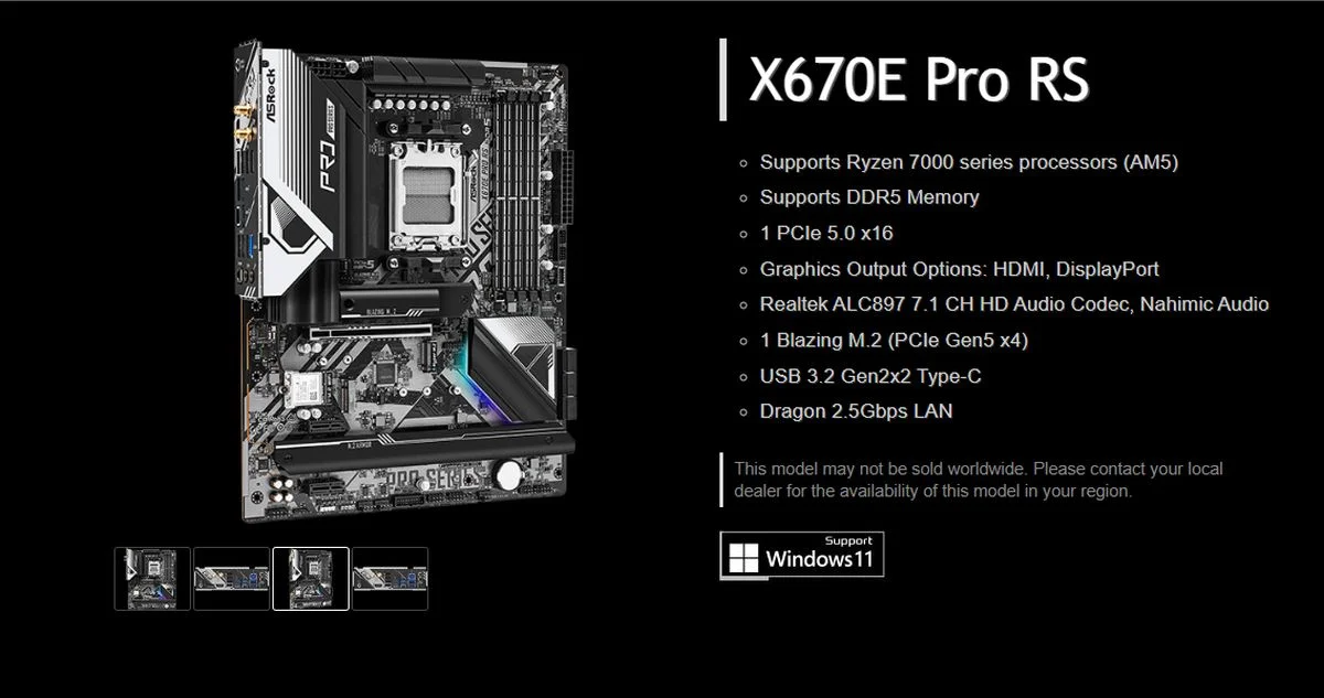 ASRock X670E Pro RS product page