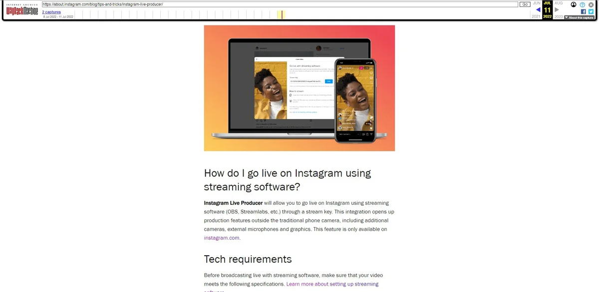 Instagram Live Producer streaming tool