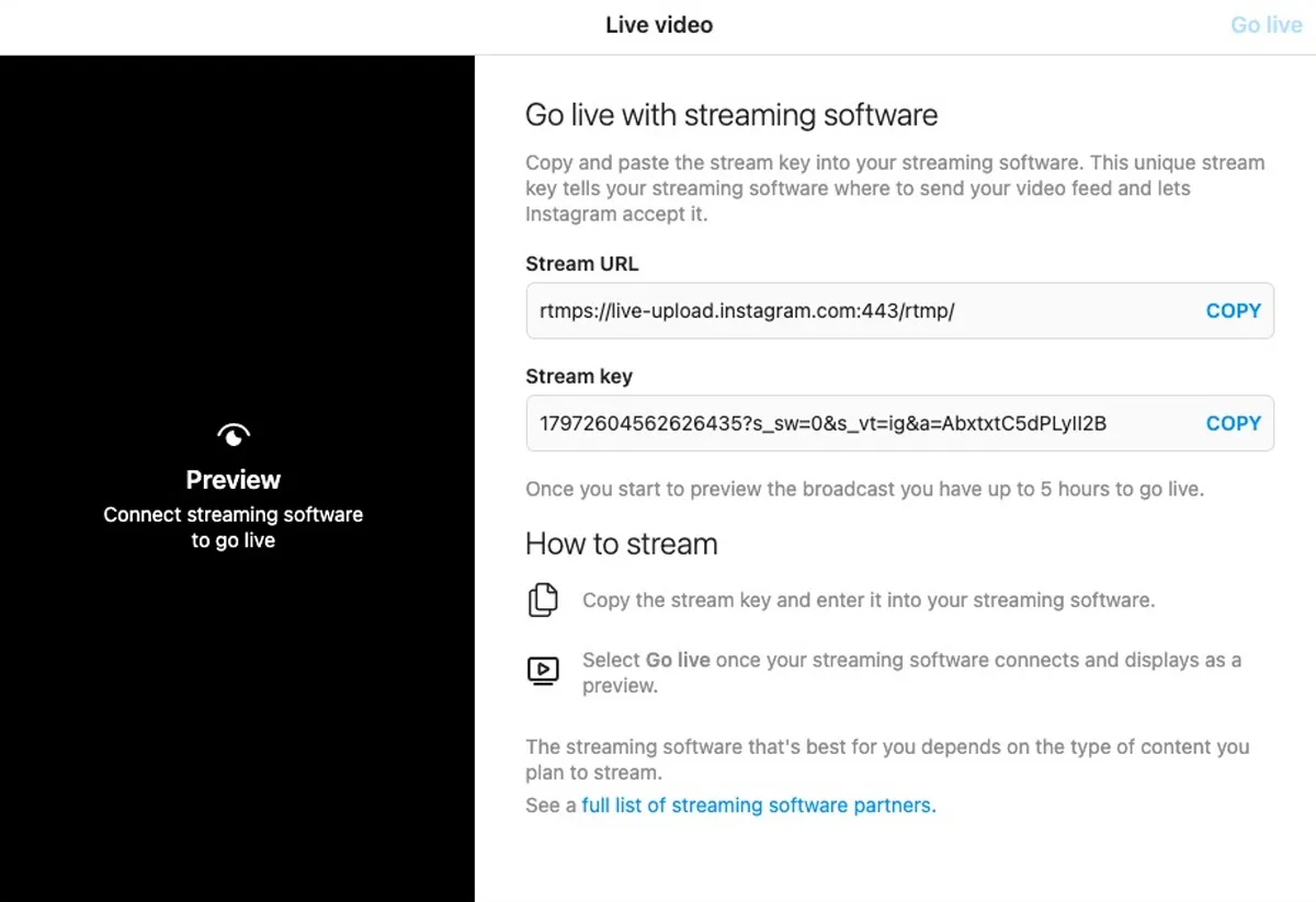 Instagram Live Producer streaming tool