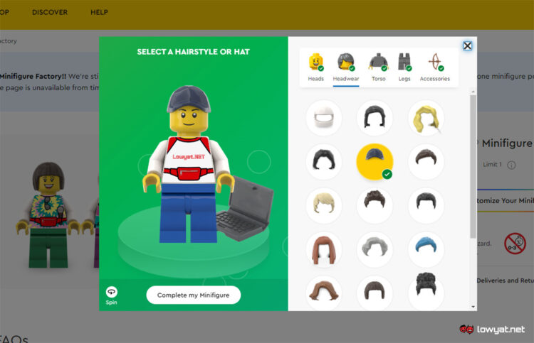LEGO Custom Minifigure Factory Online Tool