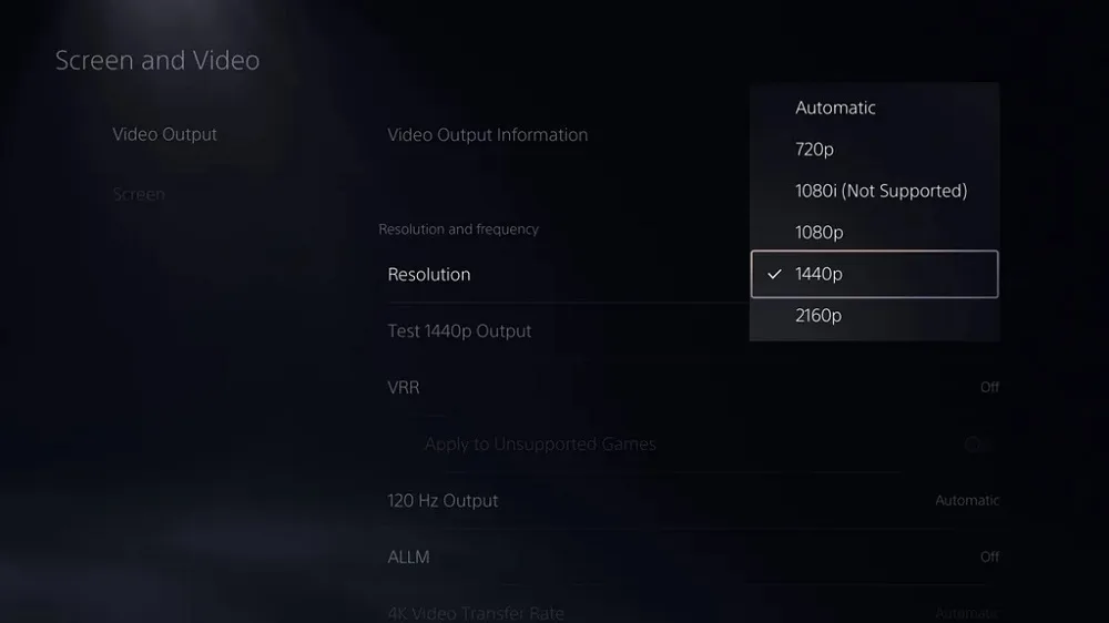 PS5 software beta 1440p