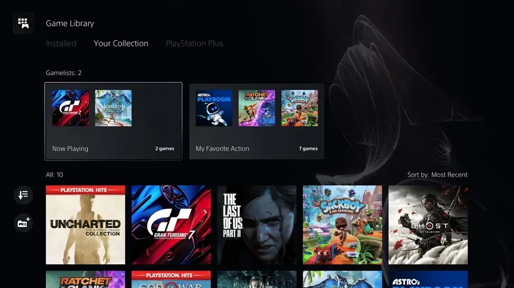 PS5 software beta Gamelists