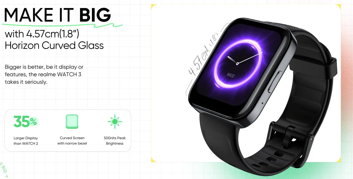 realme watch 3 display