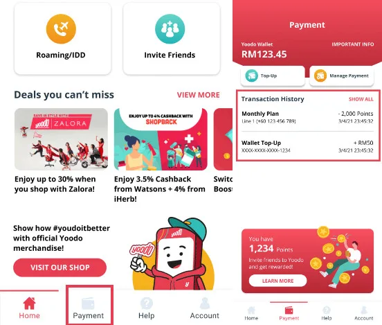 yoodo credits points wallet
