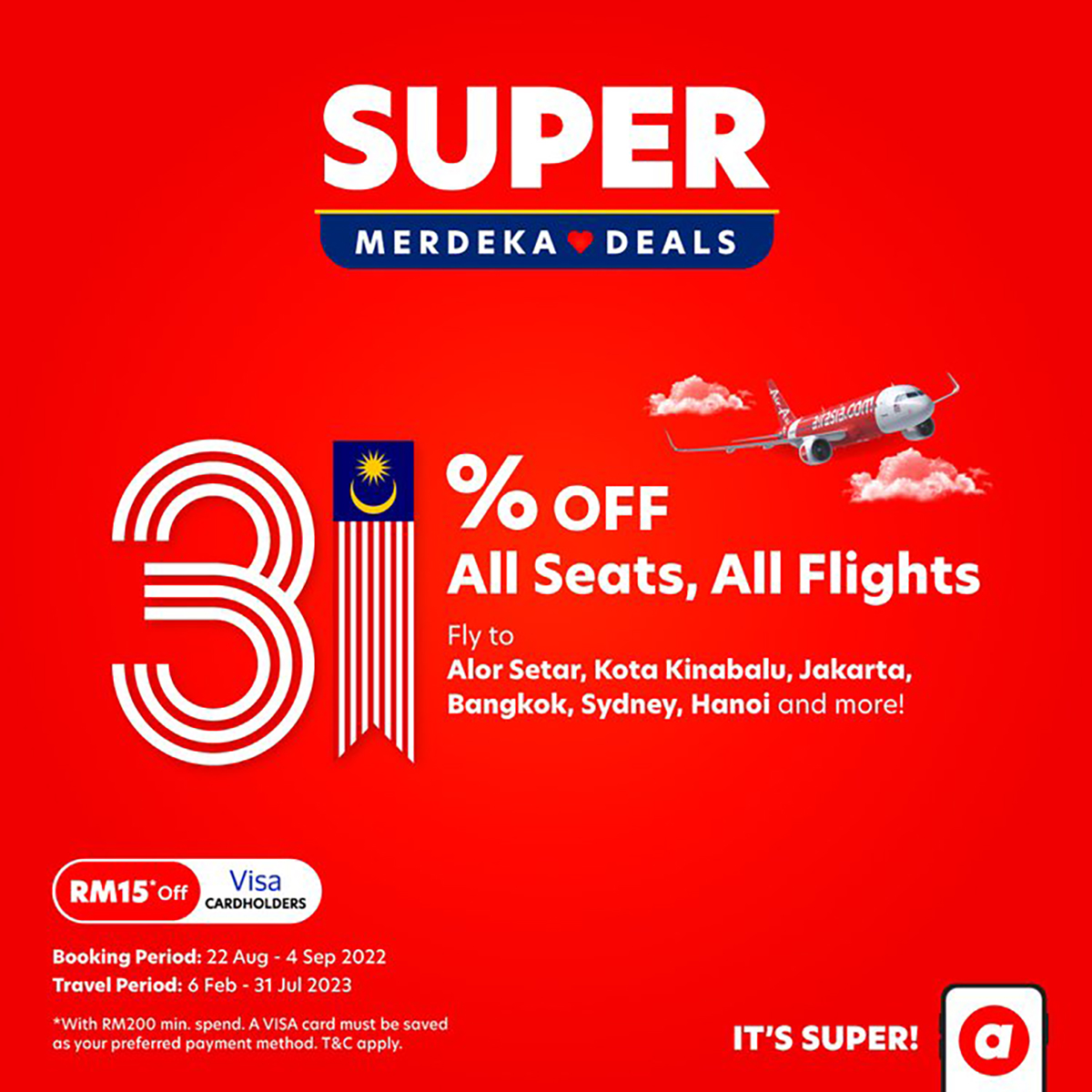 Airasia merdeka promotion flights seats 31% discount