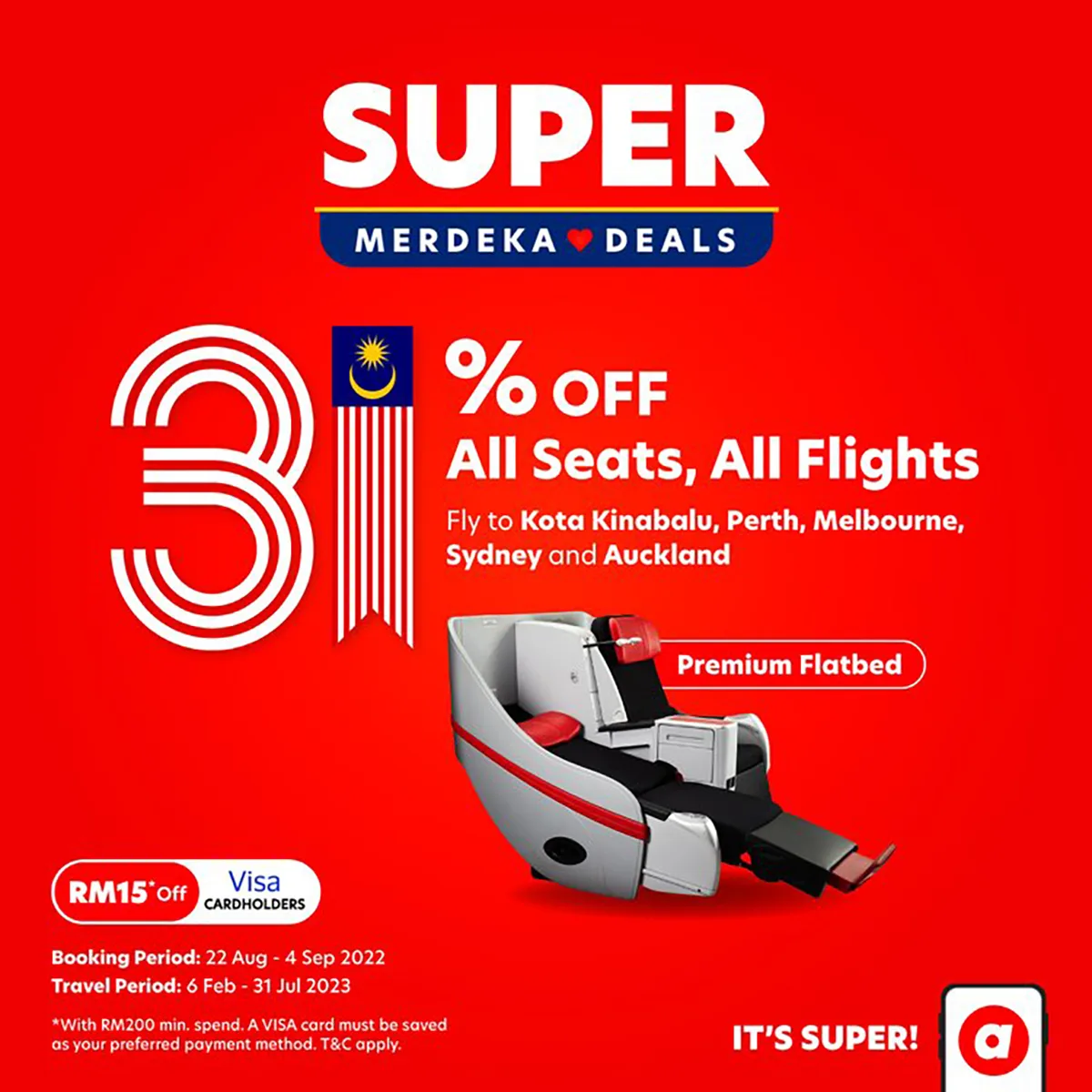 Airasia merdeka promotion flights seats 31% discount
