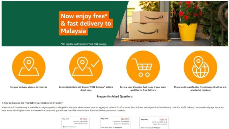 Amazon Singapore free shipping Malaysia