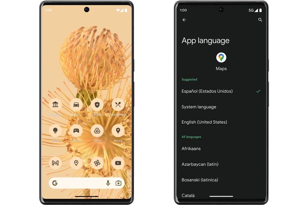 Android 13 apps default language