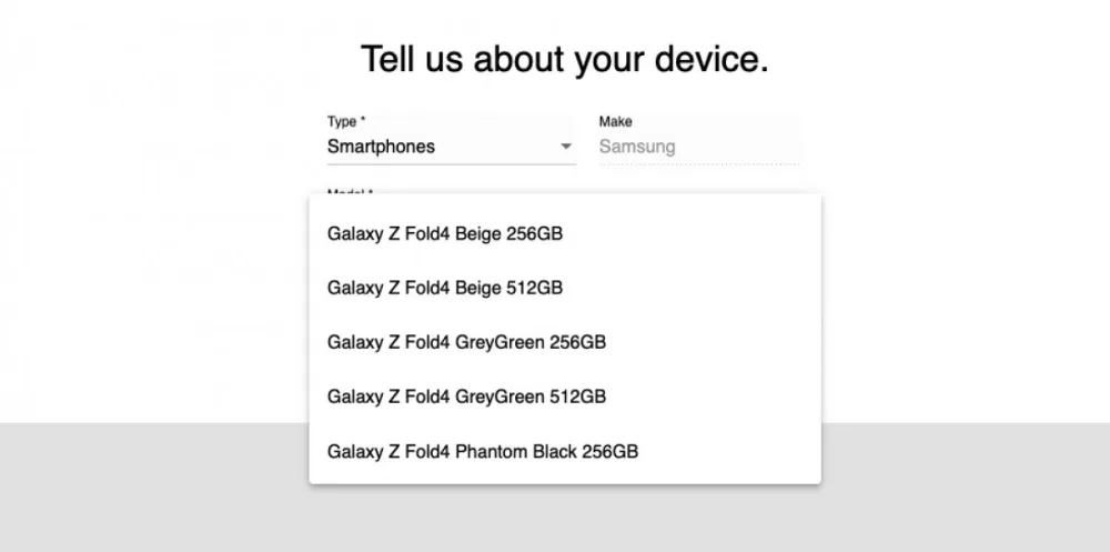 Samsung Galaxy Z Fold4 colour storage