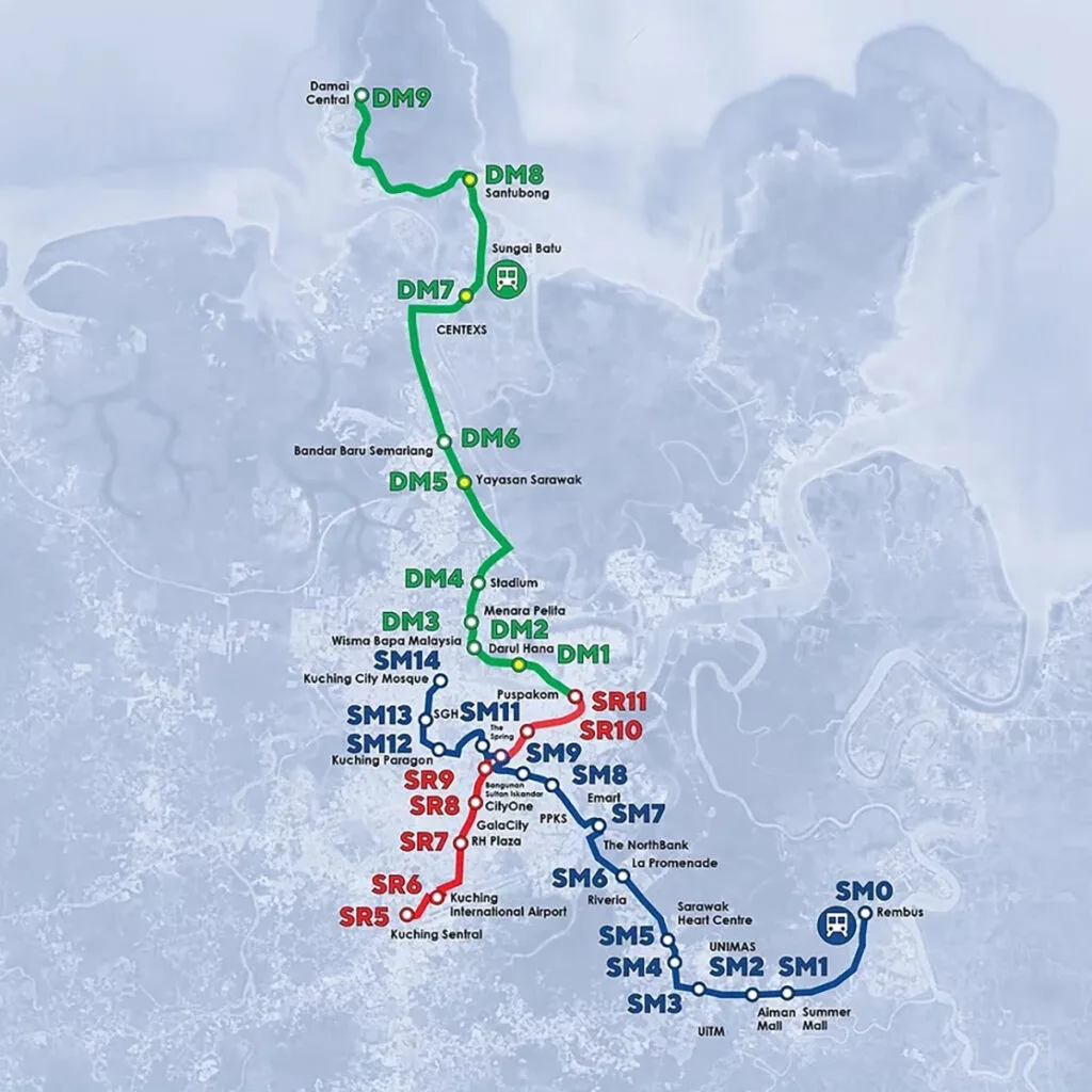 Sarawak Metro Kuching KUTS ART Autonomous Rail Transit system map