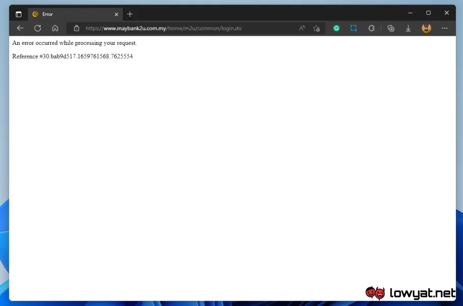 Maybank2u Website Down 6 Aug 2022