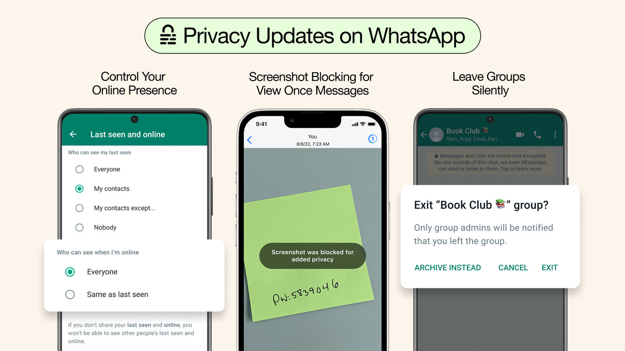 whatsapp privacy view once leave group