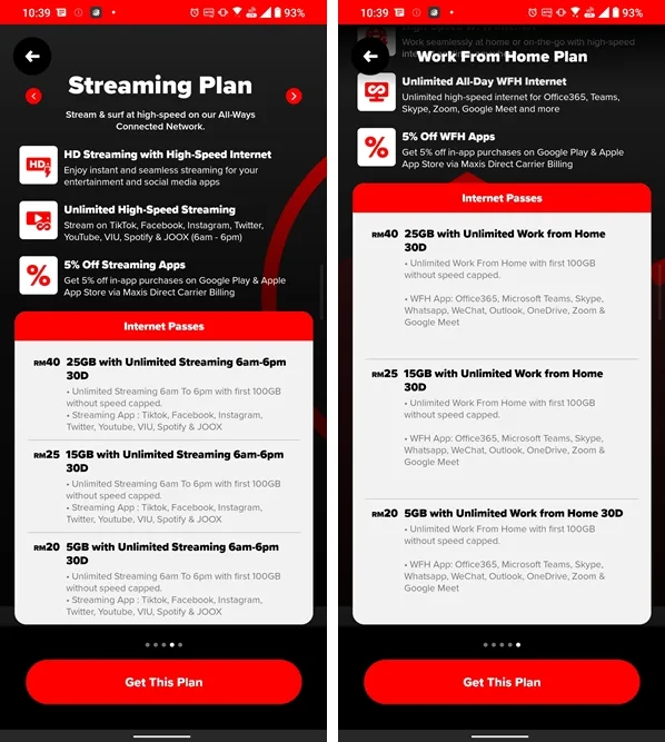 Hotlink Streaming WFH plans details