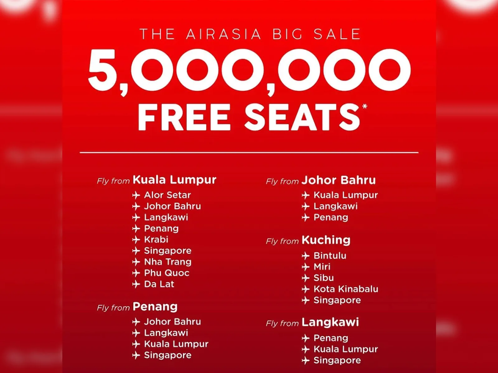 airasia five million free seats