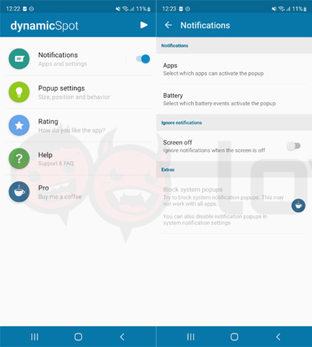 Application dynamicSpot Android Dynamic Island