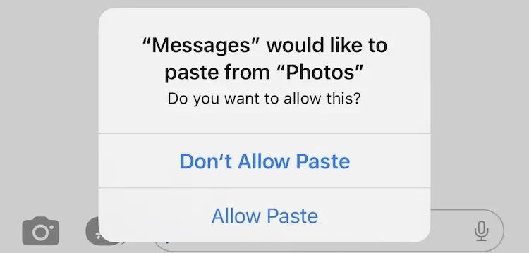 apple ios 16 iphone copy paste prompt bug
