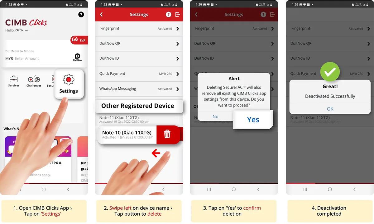 CIMB Clicks single registered device authentication app security
