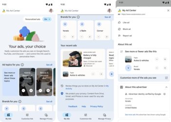 Google My Ad Center home + search