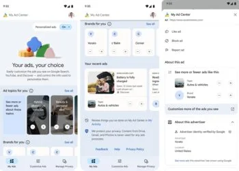 Google My Ad Center home + search
