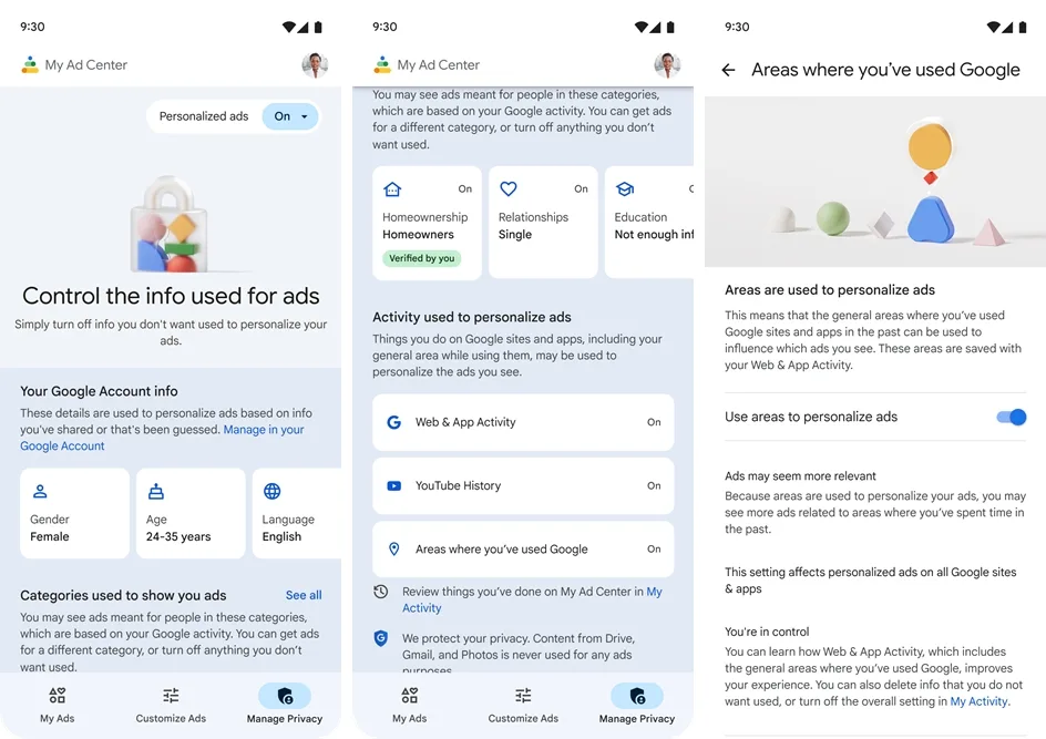 Google My Ad Center privacy