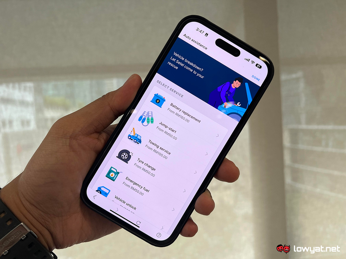 Setel App Auto Assistance Feature