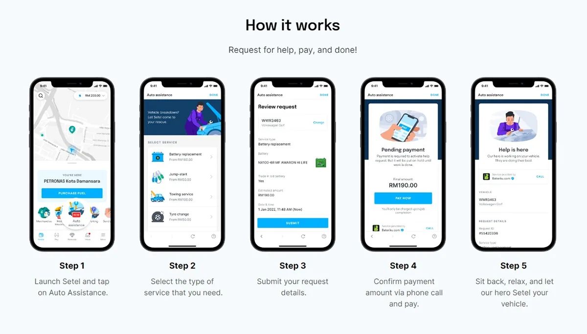 Setel App Auto Assistance Feature