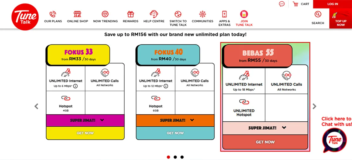Tune Talk Pek Jimat Prepaid Plans
