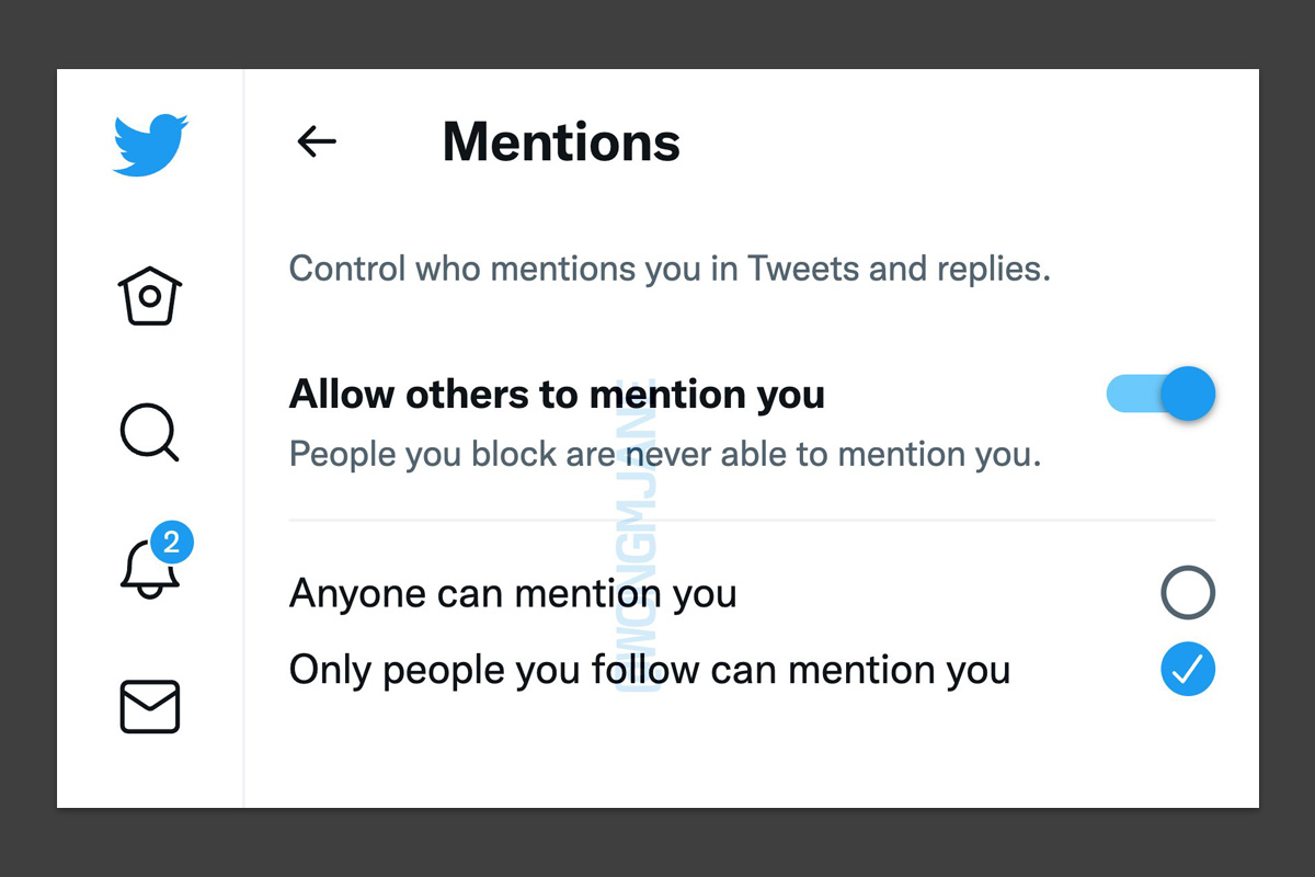 Twitter feature limit or block mentions