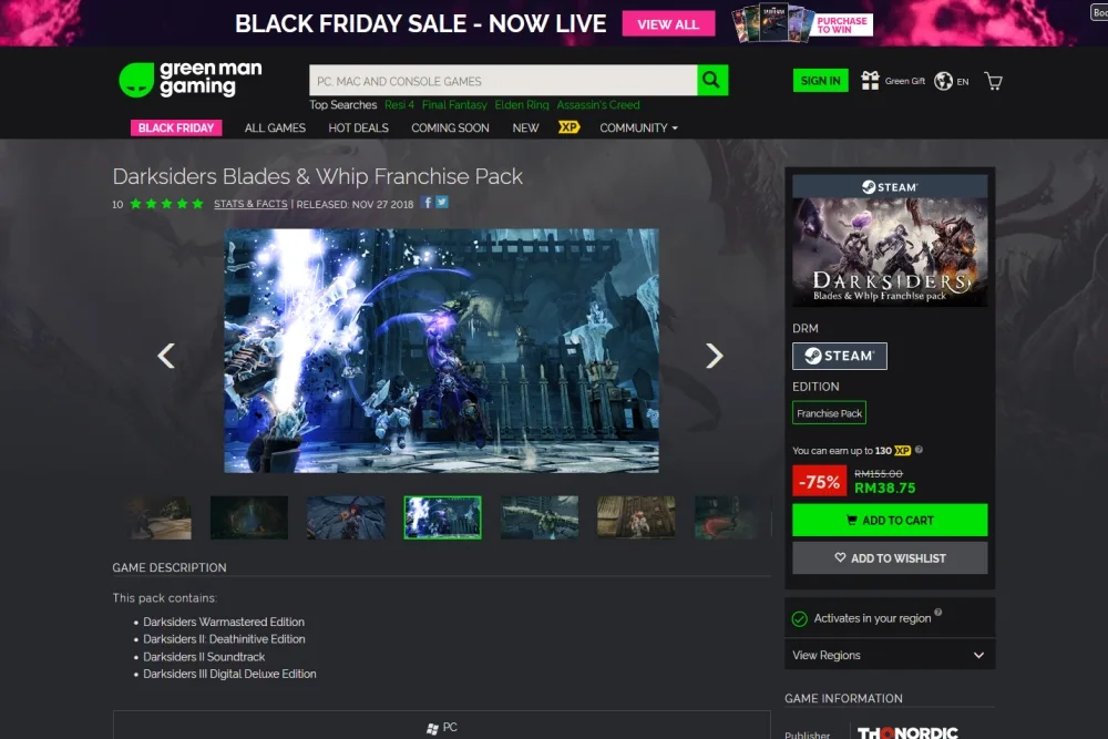 Green Man Gaming Black Friday 2022 Darksiders series