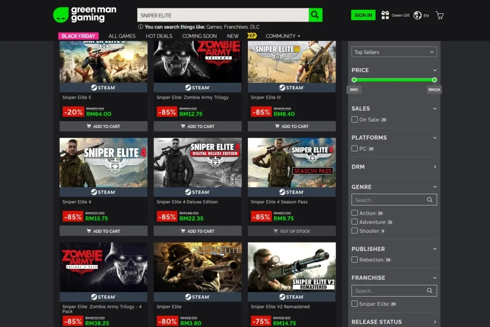 Green Man Gaming Black Friday 2022 Sniper Elite series