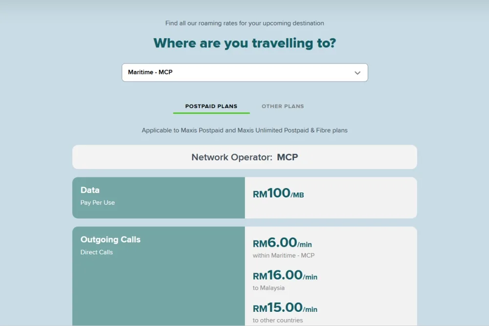 Maxis roaming MCP