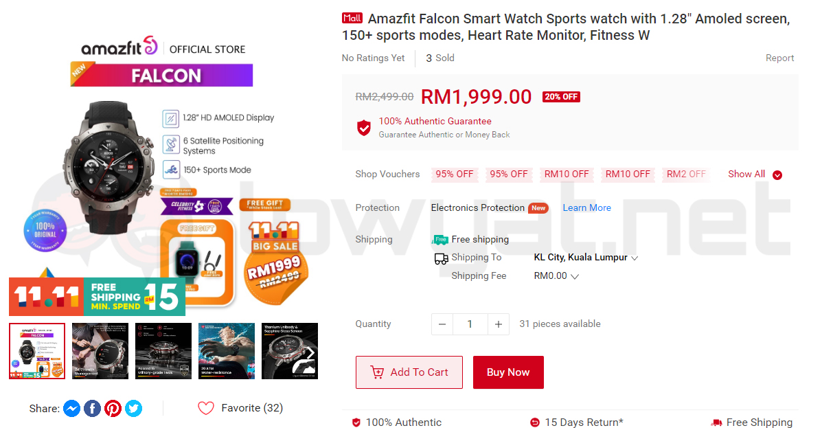 amazfit falcon malaysia price launch