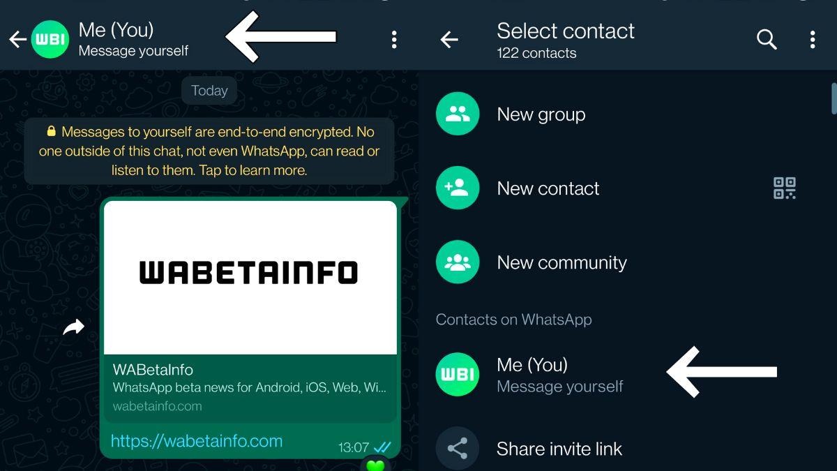 Whatsapp vous envoie une fonctionnalité de message vous-même dans les semaines à venir