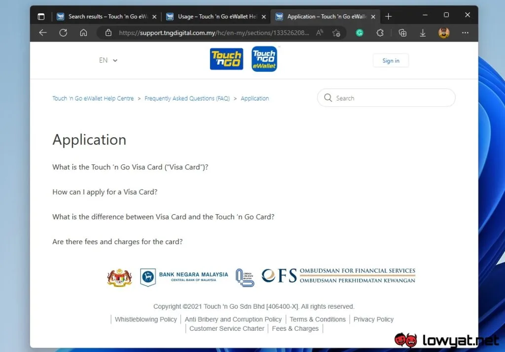 TNG Visa Card FAQ - Dec 2022 - Pre-Launch