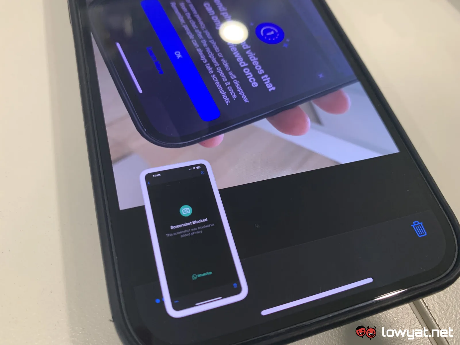 whatsapp view once screenshot blocking privacy