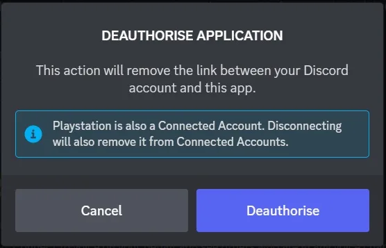 Discord voice PS5 deauthorise