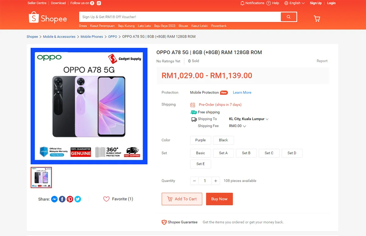 OPPO A78 5G Malaysia Launch date pricing