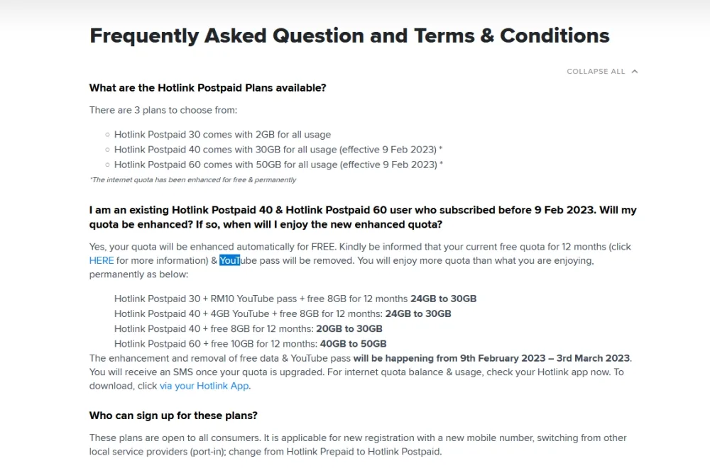 Hotlink Postpaid 40 60 FAQ