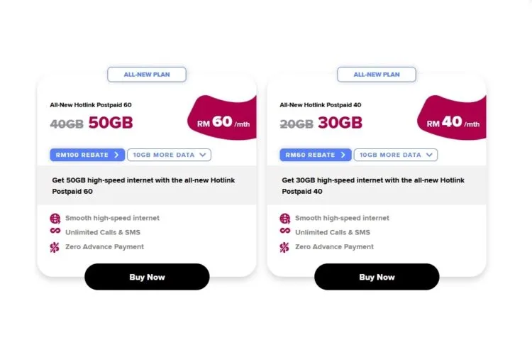 Hotlink Postpaid 40 60 new data