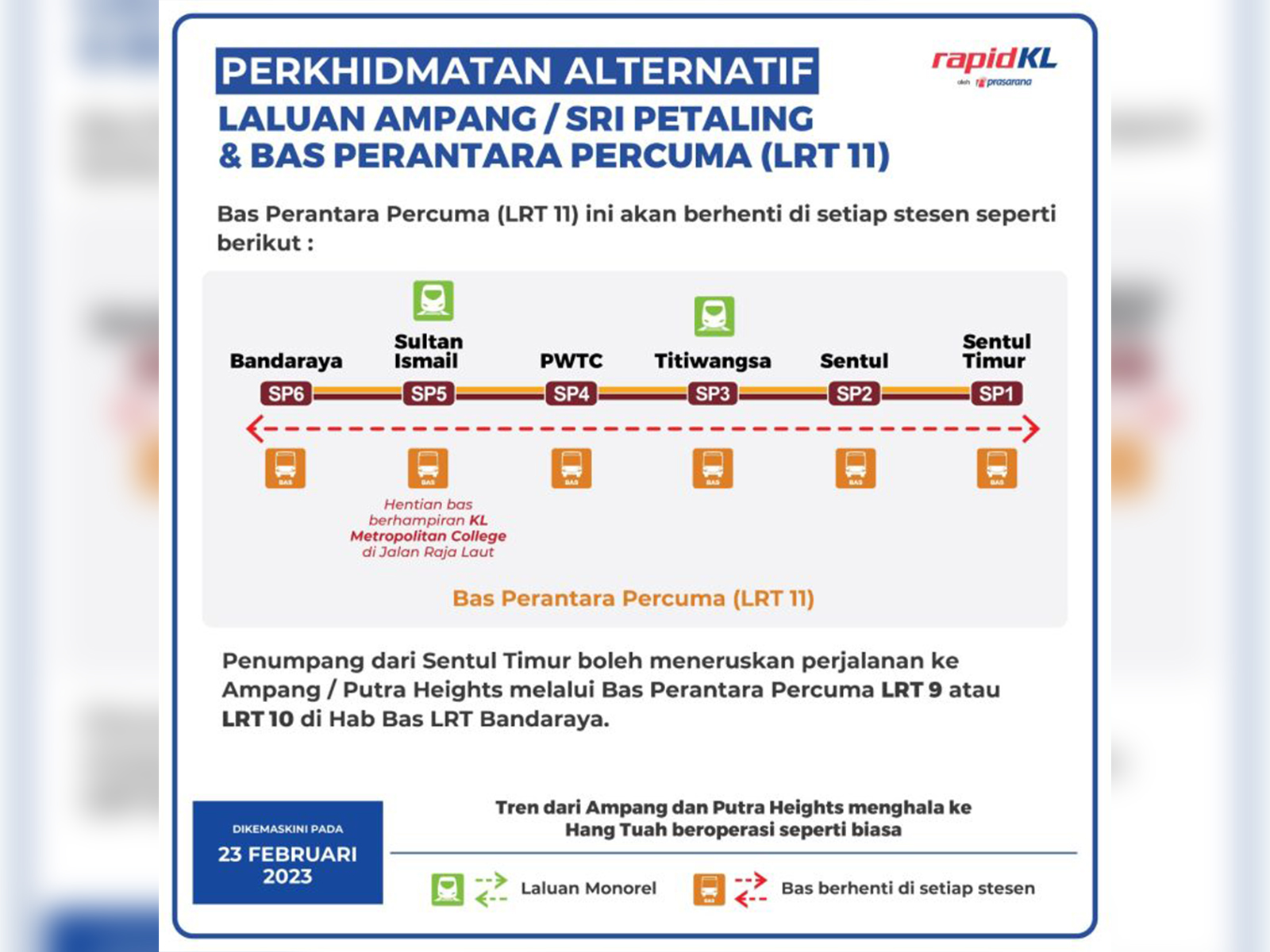 rapid kl lrt 11 bus sentul timur bandaraya