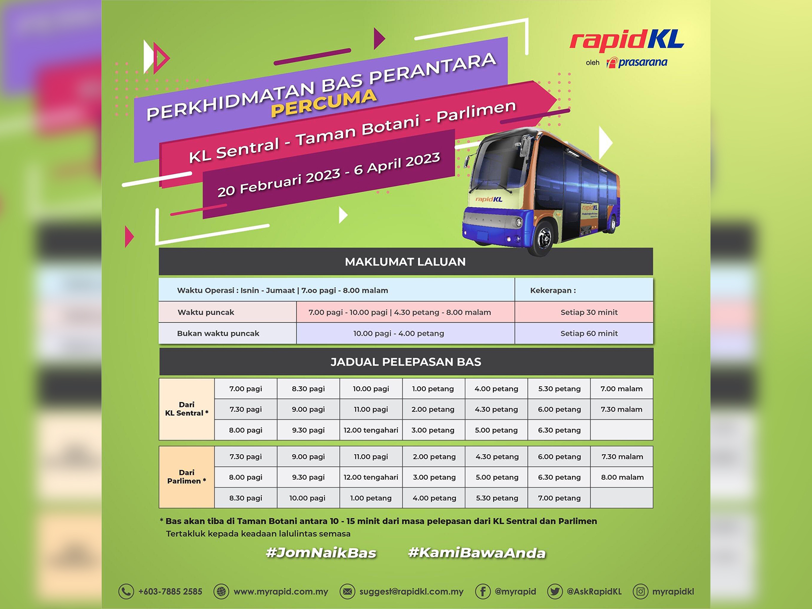 rapid kl parliament parlimen shuttle bus