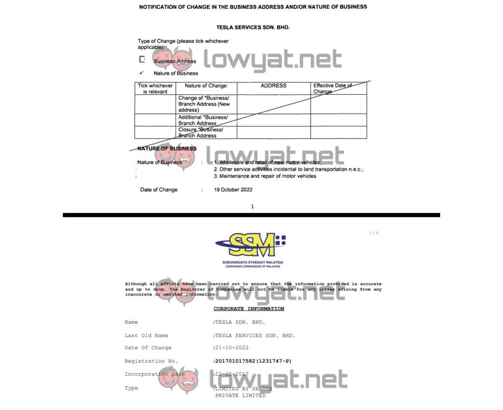Tesla Sdn Bhd - SSM
