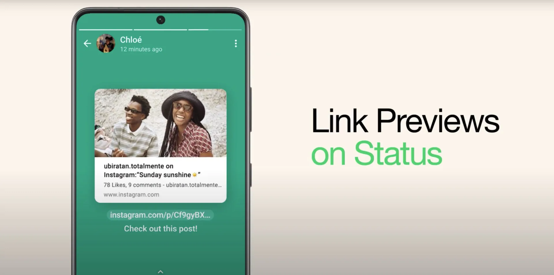 whatsapp status update link preview