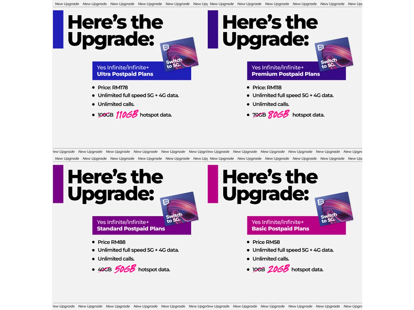 yes 5g infinite postpaid plan hotspot quota upgrade