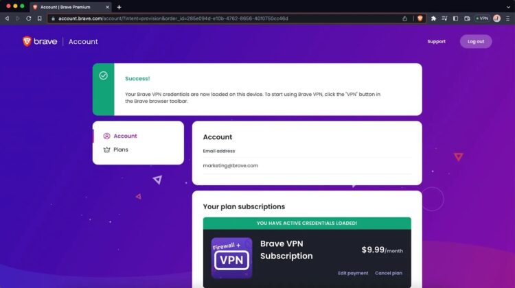 Brave VPN desktop browser