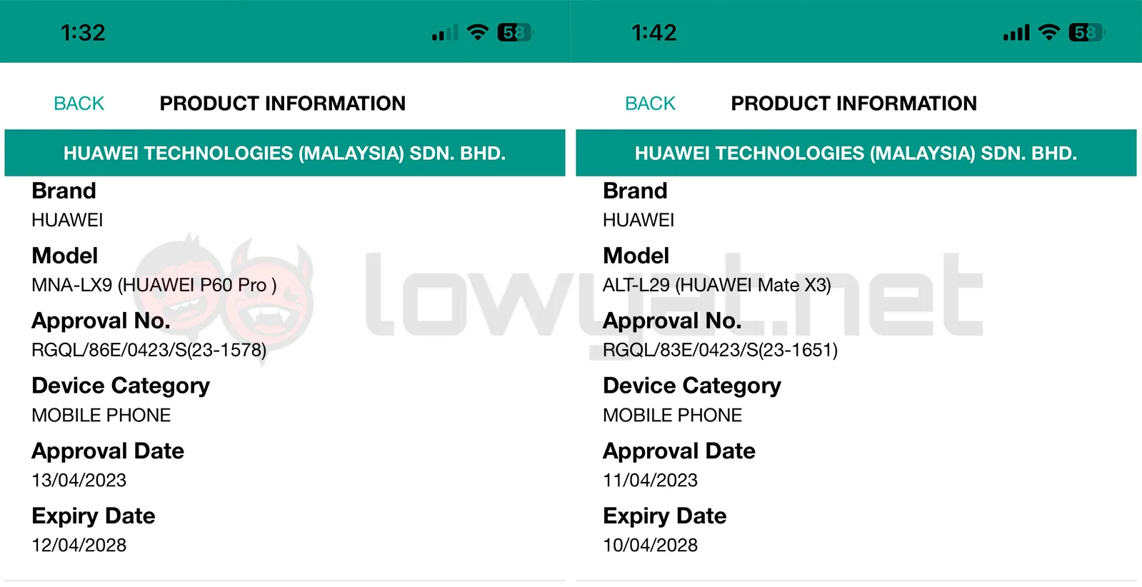 huawei p60 pro mate x3 sirim