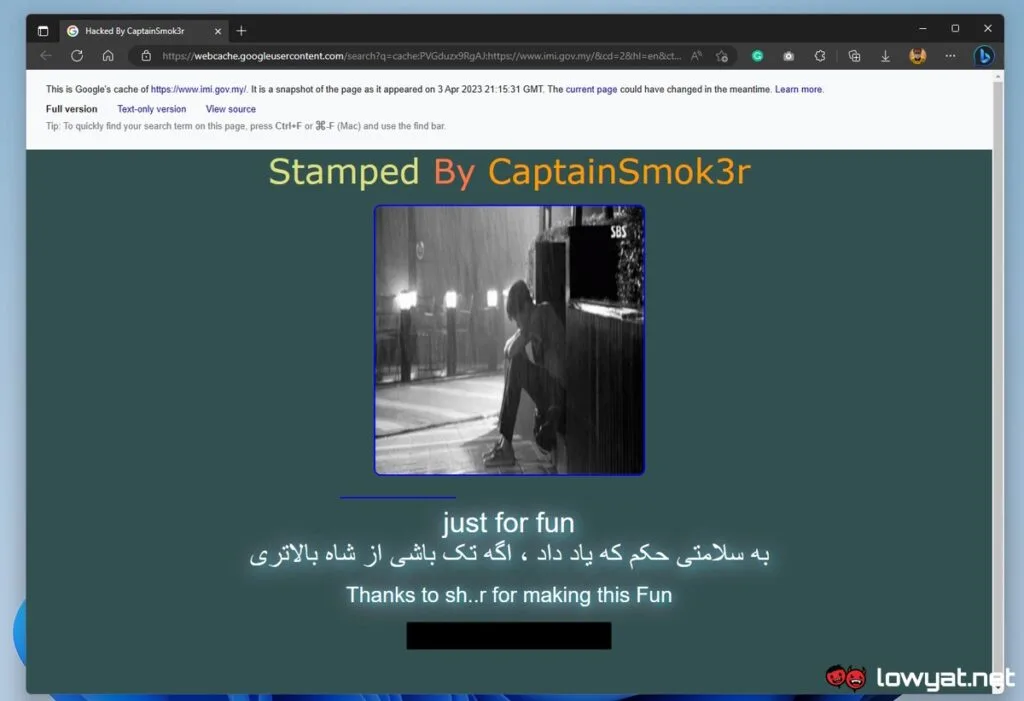 Imigresen Malaysia Website Hack - 4 Apr 23