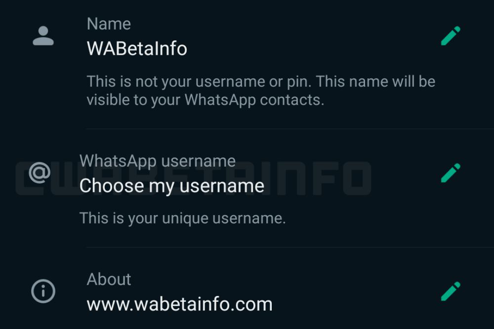 WhatsApp username